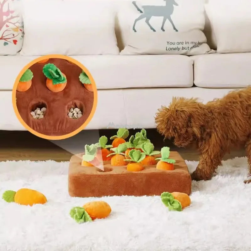 Dog Carrot Plush Toy Interactive Dog Toys Plush Puzzle Toys 2 in 1 Non-Slip Nosework Feed Games for Aggressive Chewers Pet